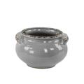 Urban Trends Collection Ceramic Wide Round Bellied Tuscan Pot with Handles - Distressed Gloss Grey, Small 31812